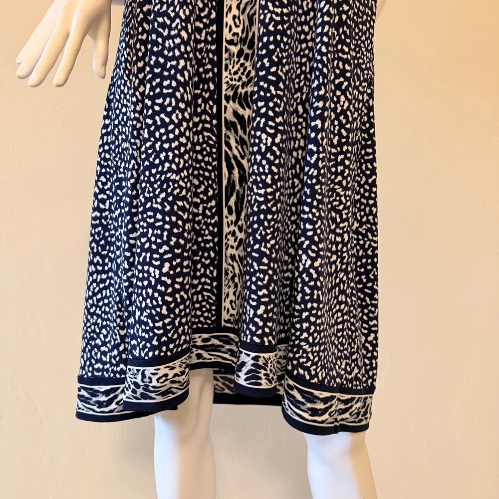 Michael‎ Kors Women's Navy White Animal Print Sleeveless Shift Dress Size 2X